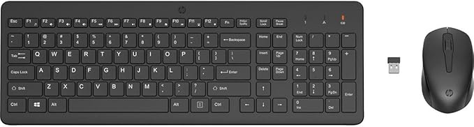 HP 330 Wireless Keyboard and Mouse Combo - 2.4 Ghz Wireless USB Receiver - Chiclet Keys, 12 Keyboard Shortcuts - 1600 DPI Multi-Surface Mouse - LED Num Lock, Caps Lock, Scroll Lock (2V9E6AA)