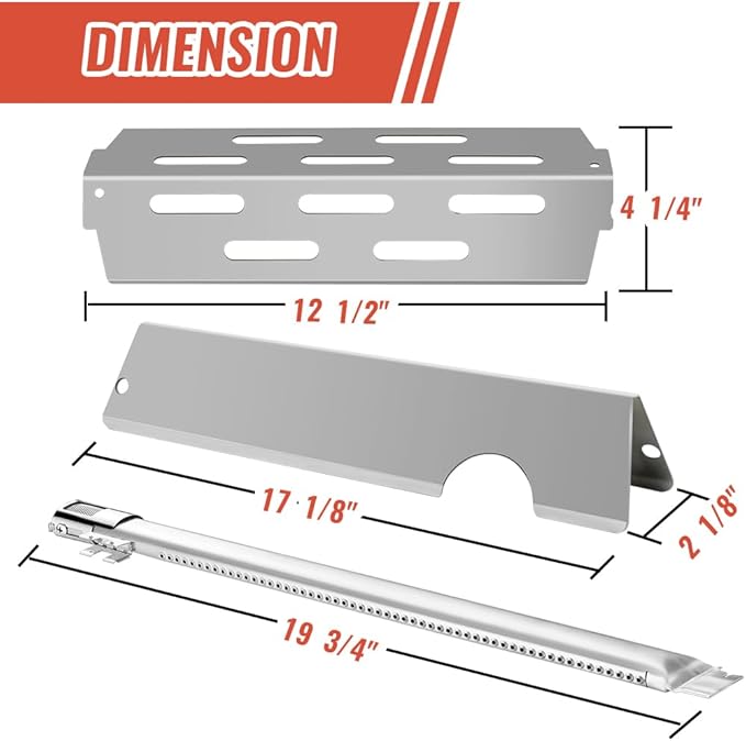 BTCDR Grill Burners Flavorizer Bars for Weber Genesis II E-410, S-410, Genesis II LX E-440, S-440, 66041, 66033, 66796, 67489, 67490, 67491, BBQ Gas Grill Replacement Parts Heat Deflectors (Silver)