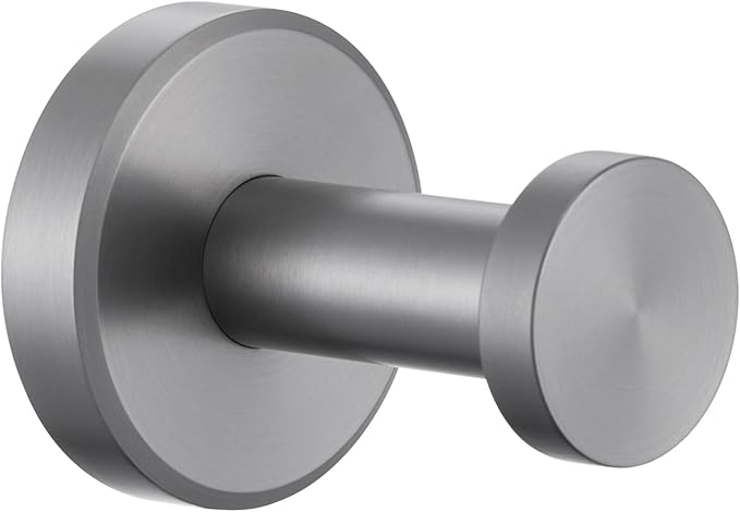 APLusee Gunmetal Gray Single Robe Hook, 304 Stainless Steel Heavy Duty Towel Hook (11LBS Capacity), Wall Mounted Towel Hanger for Bathroom Kitchen Garage