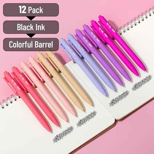 Mr. Pen Retractable Gel Pens, 12 Pack, Black Ink, Fine Point 0.5mm, Retractable, Cute, Aesthetic Pens for Journaling