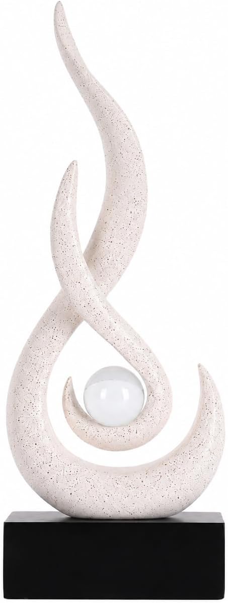 Modern Abstract Art Table Decoration,Resin Flame Statue Modern Centerpiece Ornaments for Living Room Great Gift Idea Home Decor,Collectibles (Beige)