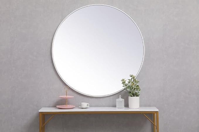 Elegant Decor Eternity 39" Round Mid Century Metal Frame Mirror in Black