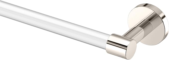 Gatco 5721 Clarion 18" Bathroom Towel Bar, Polished Nickel, Wall-Mounted Towel Rack, Crystal-Clear Acrylic Modern Bathroom Accessory