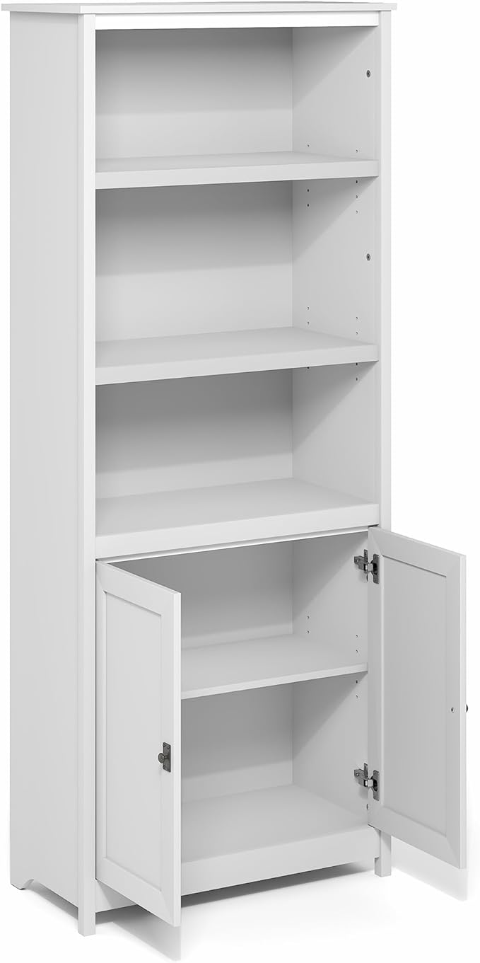 Furinno Robin Storage Cabinet, Pantry Cabinet with 3-Tier Adjustable Shelves with 2 Door Cabinet, 30W, Kitchen Organizer Cabinet, Organization and Storage, for Pantry, Living Room, Home Office, White