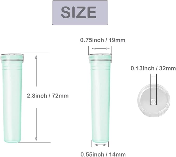 30 Pieces Floral Water Tubes 2.8 Inch Green Color Plastic Flower Vials with Caps for Flower Arrangement Decoration