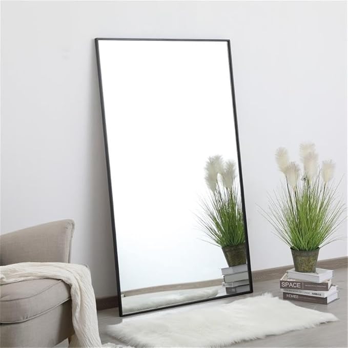 Elegant Decor Eternity 60" x 36" Contemporary Metal Frame Mirror in Black
