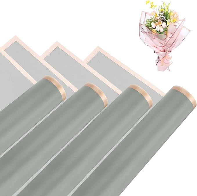 MECCANIXITY Flower Bouquet Wrapping Paper, 56cm/22 Inch Waterproof Floral Wrapping Paper for Flower Bouquet DIY Gift, Wedding, Birthdays, Valentine's Day, Pack of 20(Dark Gray)