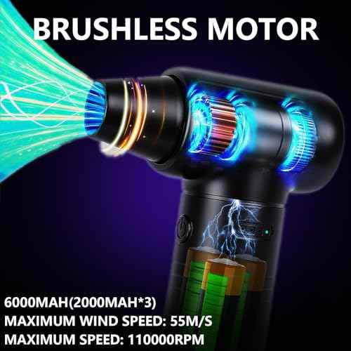 Compressed Air Duster-A Handy Super Power Electric Air Duster with Brushless Motor for Lower Noise and 3-Gear Adjustable Blower, Dust Blower for Computer, Keyboard, House, Outdoor and Car
