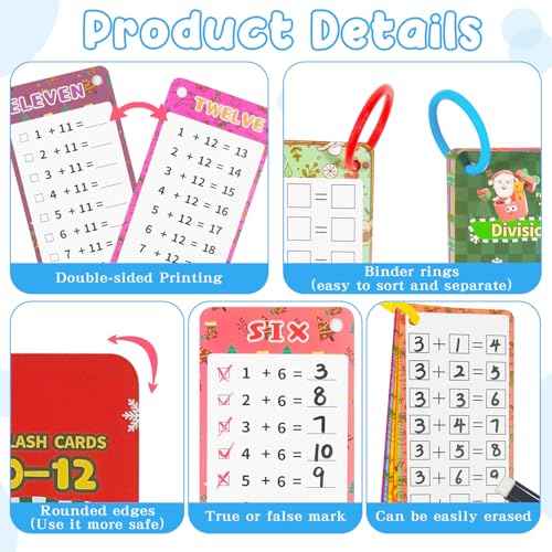 Anemeeoke 0-12 Multiplication Flash Cards, Large Math Table Flashcards, Multiplication Chart, Educational Times Table Flashcards for Classroom for 1st to 3rd Grades