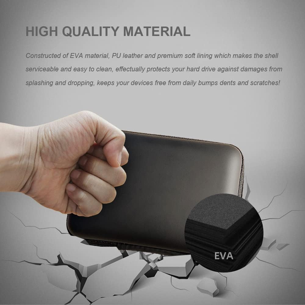 Western Digital Hard Drive Carrying Case - Shockproof Storage Organizer Pouch | 2.5’’ Black