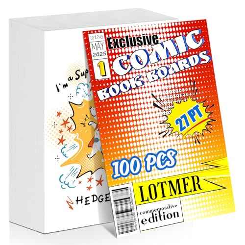LOTMER 100ct Comic Book Boards, 27PT Extra Thick Acid-Free Backing Board Current Size Comic Book Boards Durable and Coated Precision Cut Boards for Regular Comics Archival