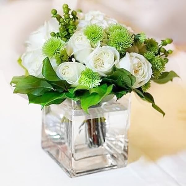 28 Pack Plastic Vases for Centerpiece, Bulk Small Acrylic Vase Clear Plastic Vases for Flowers, Wedding, Home, Office Floral Decor (3x3x4 Inch)