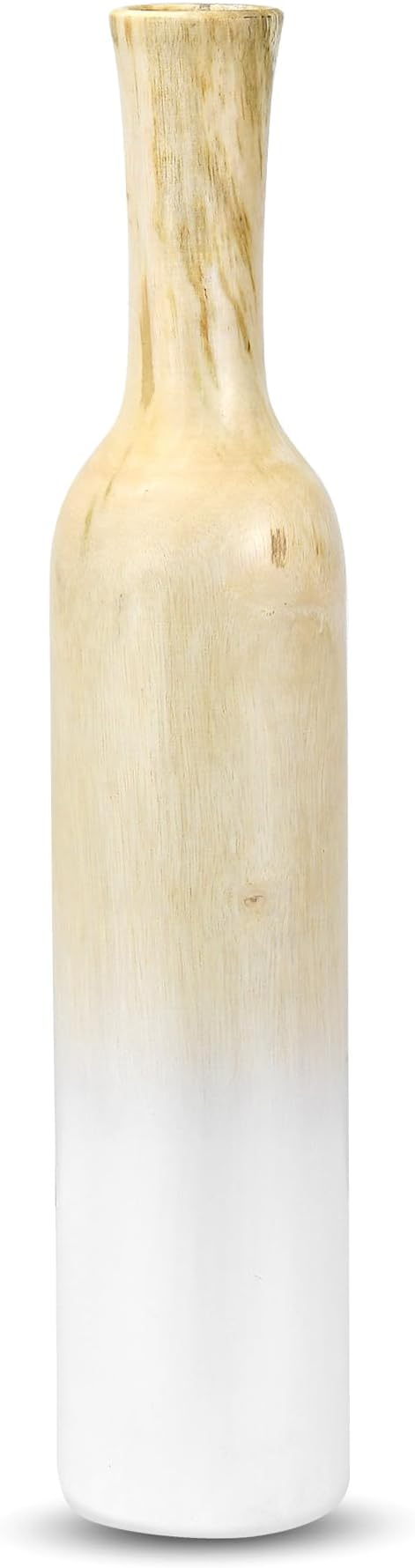 AeraVida Sophisticated Hand-Carved Light Brown and White Ombre Wooden Flower Vase| Modern Farmhouse Home Décor | Handicraft Kitchen Bedroom Living Room Home Decoration