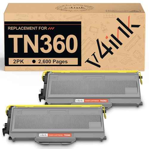 v4ink 2PK Compatible TN360 Toner Cartridge Replacement for Brother TN360 TN-360 TN-330 TN330 Toner High Yield Black for Brother HL-2170W HL-2140 MFC-7840W MFC-7340 MFC-7345N DCP-7040 DCP-7030 Printer