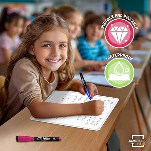 SCRIBBLEDO Small White Board Dry Erase Sheets 9¡±x12¡± for Kids Teacher Class Manipulatives Personal Mini Whiteboards Sheets Students Homeschool Supplies Small Dry Erase Boards Classroom Pack 10 Sheets