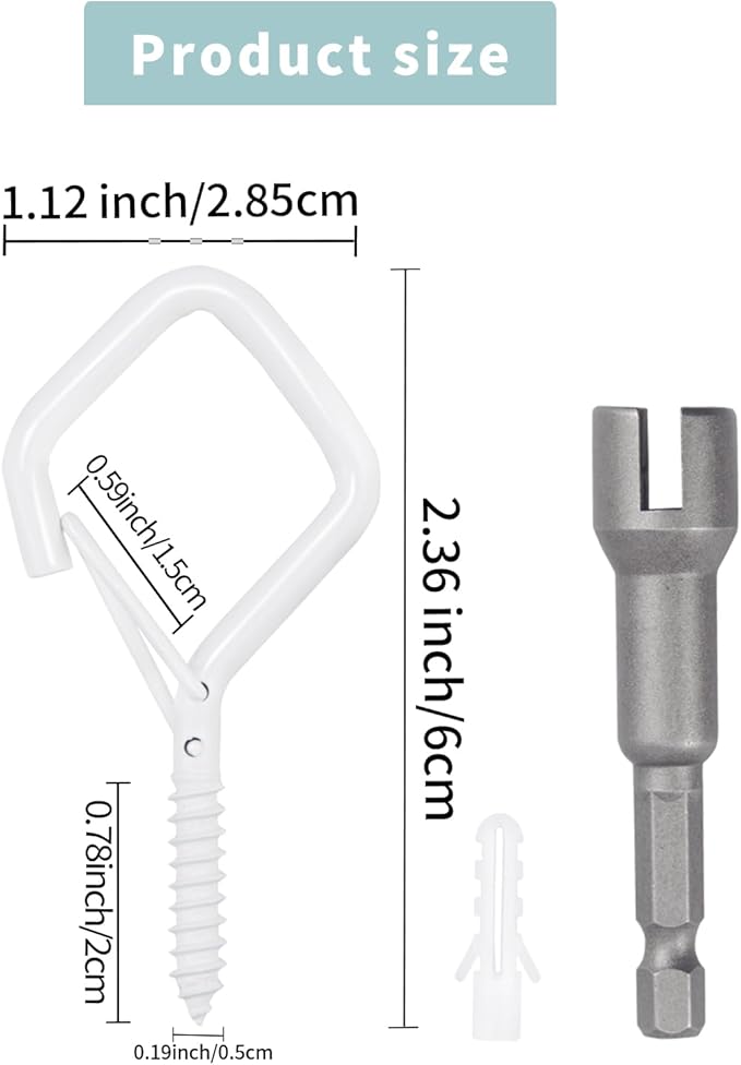 Sexoeie 35PCS Eye Screw Hooks for Hanging Heavy Duty with Safety Buckle.Metal Ceiling Hooks for Hanging Plants,Cup,Wind Chime,Bird Feeders,String Lights at Indoor&Outdoor,2.36 Inches White