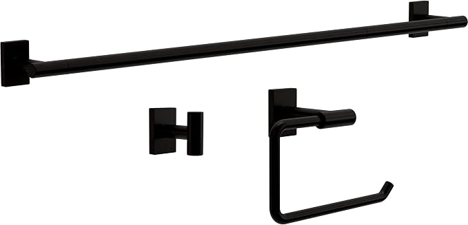 Franklin Brass Hartwell (1-Pack) 18'' Towel Rack w/ 6" Extender for Bathroom Matte Black Towel Bar for Bathroom Wall Mounted Towel Holder Rod HRT26-MB