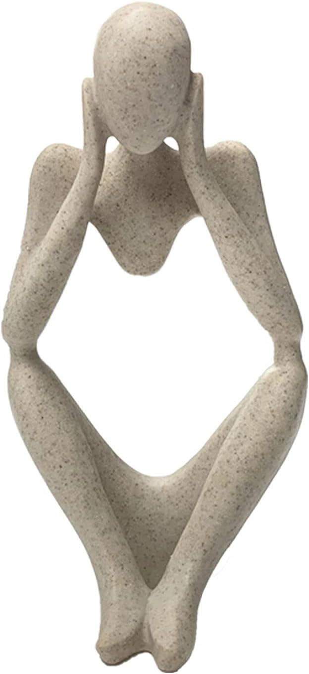 prosfalt Sandstone Resin Thinker Style Abstract Sculpture Statue Collectible Figurines Home Office Bookshelf Desktop Decor(Sandstone - think Deeply)