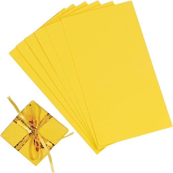 JAM Paper Gift Wrap - Matte Wrapping Paper Sheets - 30" x 20" Per Sheet (25 Sq Ft Total) - Matte Yellow - 6 Sheets/Pack