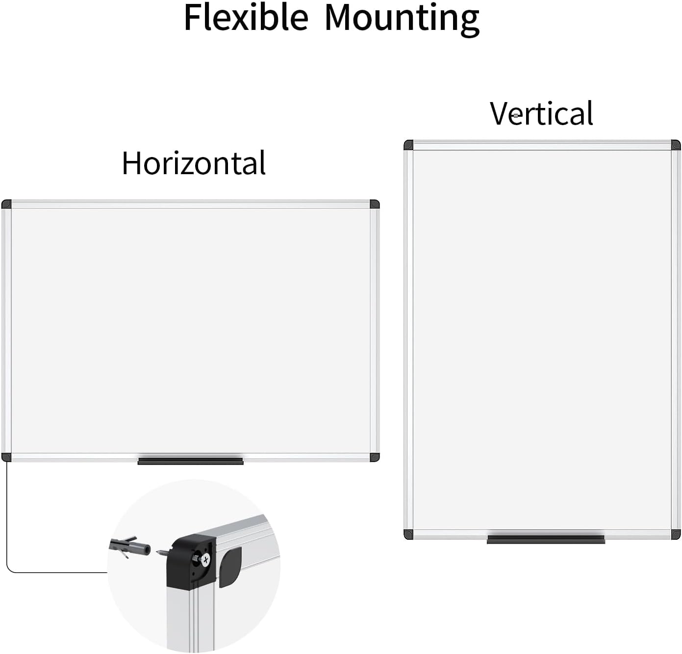 VIZ-PRO Magnetic Dry Erase Board - 36" X 24" with Silver Aluminum Frame & 3 Colored Erasers