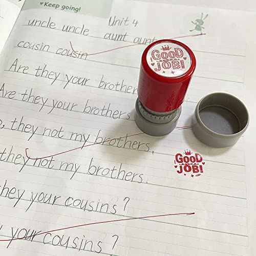 WAFJAMF Pack of 6 Sorted Teacher Stamp Teachers Self-Inking Rubber Stamps Teacher Review Photosensitive Stamps Behavior Stamps for Education Good Job-6pcs