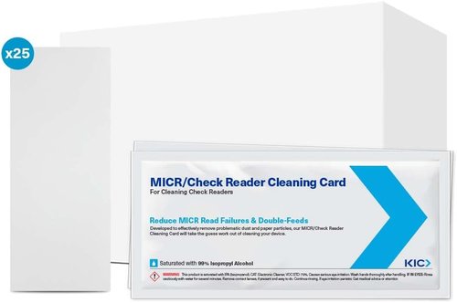 KICTeam Cleaning Cards - Quick Drying Formula for MICR/Check Reader Machines | 25 Cards Made in USA