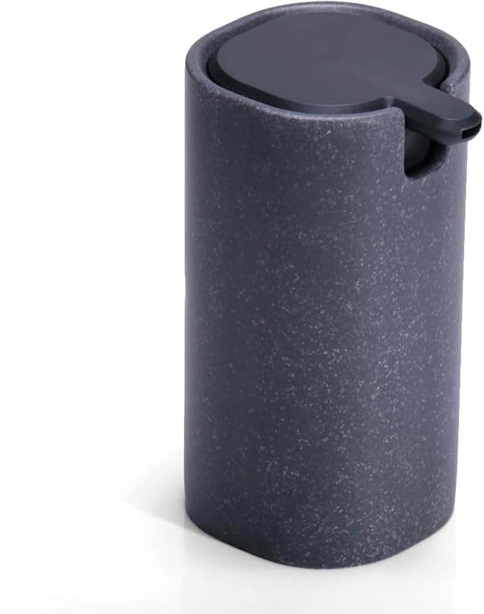 LINE+ARC Modern Easy-to-Press Soap Dispenser (Slate). No-Rust Cute Bathroom Gray Marble Kitchen Sink Ergonomic Liquid Lotion Shampoo Conditioner