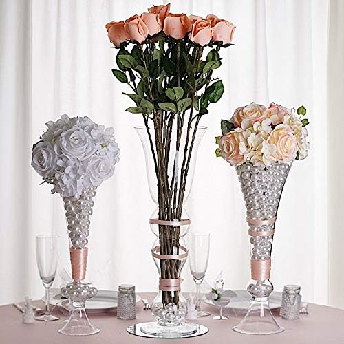 4 pcs 18" Tall Clear Glass Trumpet Vases for Wedding Centerpieces | 18 Inches Planter Flowers Container for Party Event Home Decorations Cheap Bulk Supplies for Reception & Table Display