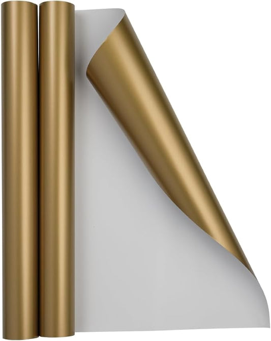 JAM Paper Gift Wrap - Matte Wrapping Paper - 52.6 Sq Ft Total (17 in x 18 Ft Each) - Matte Gold Foil - 2 Rolls/Pack