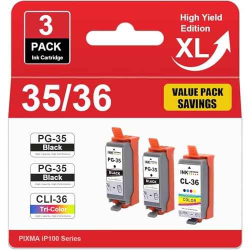 PGI-35 CLI-36 PGI35 CLI36 Ink Cartridge Compatible for PIXMA IP100 IP110 TR150 Printers (3 Pack)