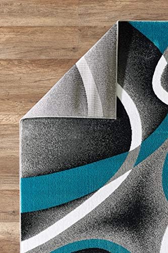 GLORY RUGS Modern Area Rug 8x10 Turquoise Swirls Carpet Bedroom Living Room Contemporary Dining Accent Sevilla Collection 4816