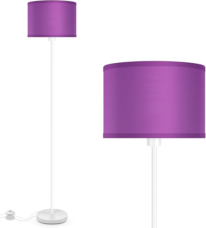 Floor Lamp for Bedroom, Purple Standing Lamp, Modern Stand Up Lamps with Lampshade, 59" Tall Lamp, Foot Switch, Small Corner Lamp Decor for Kids Room, Living Room , Den, Office(NO Bulb,E26 Base)