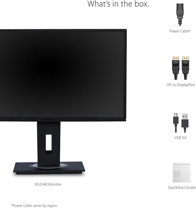 ViewSonic VG2248 22 Inch IPS 1080p Ergonomic Monitor with HDMI DisplayPort USB and 40 Degree Tilt for Home and Office