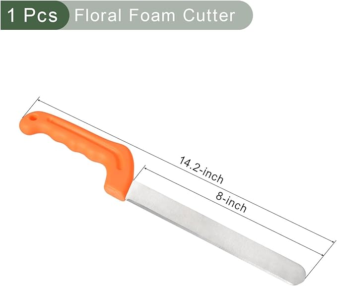 YOKIVE 1 Pcs Floral Foam Cutters, Iron Flowers Mud Bricks Handle Steel Cutters for Cut Flowers Blocks Cakes Fruit Florist (Orange, 14.2 Inch)