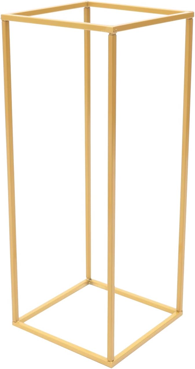 4PC 23.6" Flower Stand for Wedding Metal Cylinder Stands for Party Rectangular Gold Centerpieces Flower Vase Gold Pedestal Columns for Weddings Indoor Outdoor Flower Plant Stand Decoration