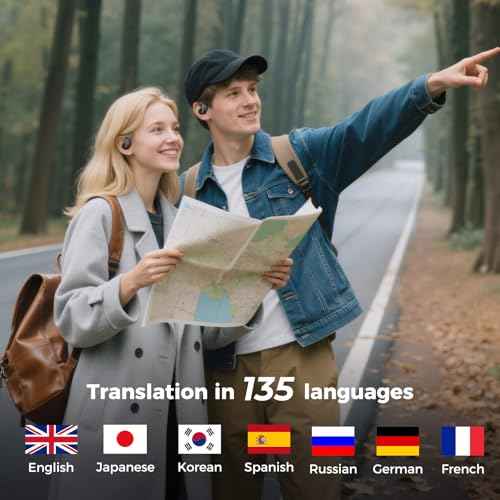 MINISO X15 PRO AI Translation Earbuds Real Time, 3-in-1 Bluetooth 5.4 Language Translator Earbuds for 135 Languages, fit iOS&Android, Two-Way Translating Headphones Device for Travel Business Learning