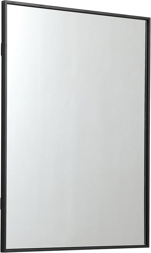 Elegant Decor Eternity 36" x 27" Contemporary Metal Frame Mirror in Black