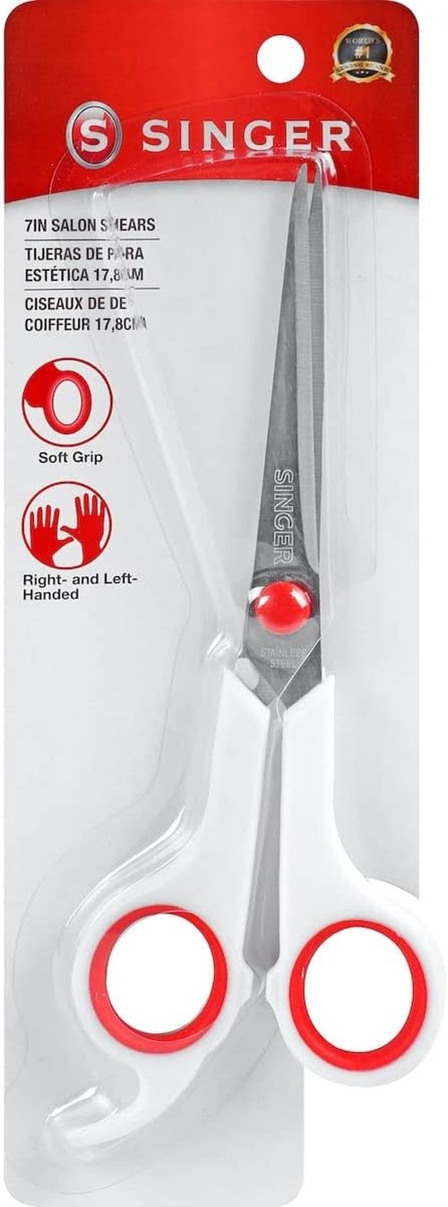 SINGER 00446 7-Inch Salon Shears - Ergonomic Finger Rest for Precision Cutting
