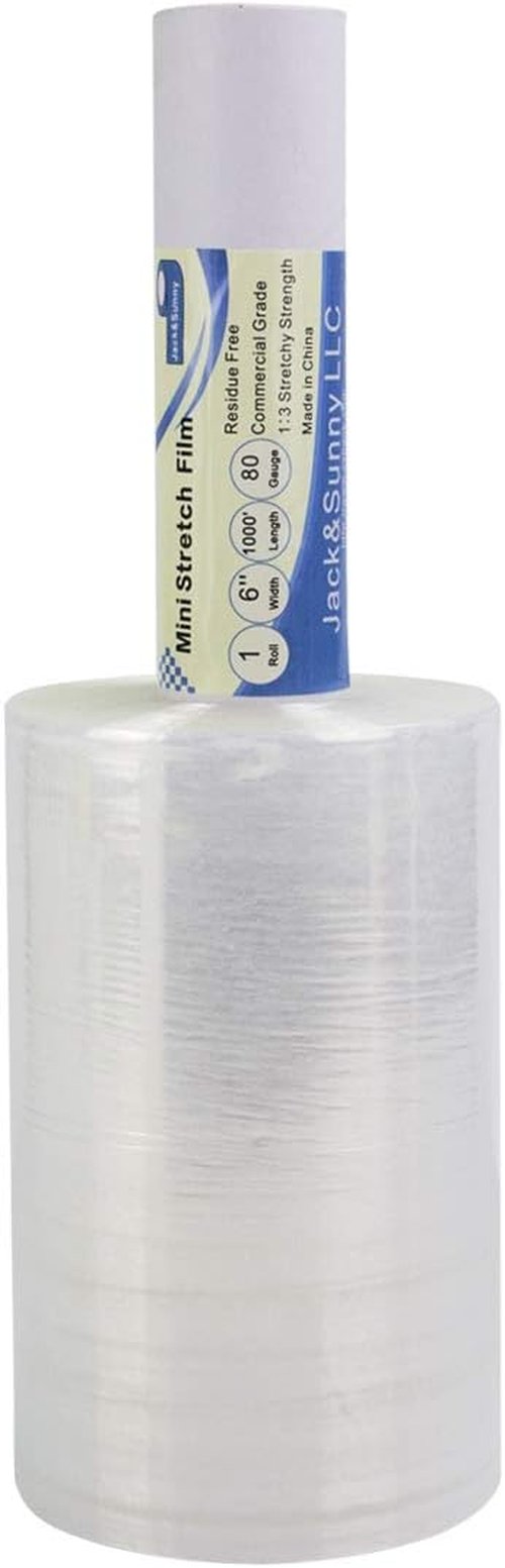 Clear Stretch Wrap - 6" x 1000' Heavy-Duty Plastic Wrap Roll for Moving & Shipping