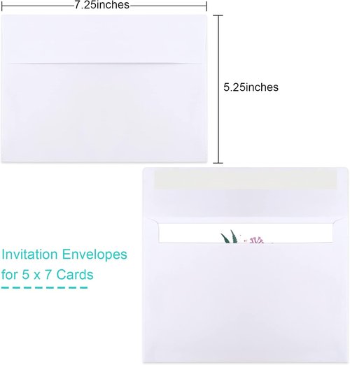 Regine Switzerland 50-Pack White A7 5x7 Envelopes - Self-Seal for Invitations & Greeting Cards
