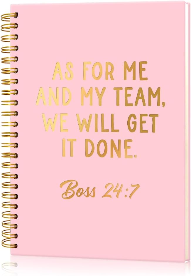 Msticey As For Me And My Team We Will Get It Done 160 Blank Pages Pink Gold Hardcover Spiral Notebook, Appreciation Gifts for Women Manager Supervisor Leader Coworker Colleague, Funny Boss Day Gifts