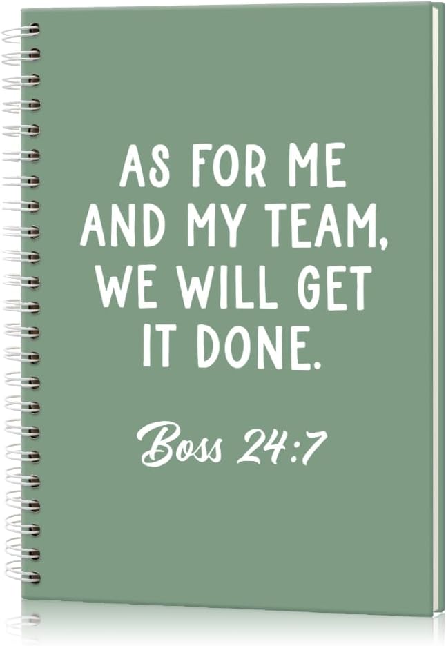 Msticey As For Me And My Team We Will Get It Done 160 Blank Pages Green Hardcover Spiral Notebook, Appreciation Gifts for Men Manager Supervisor Leader Coworker Colleague, Funny Boss Day Gifts