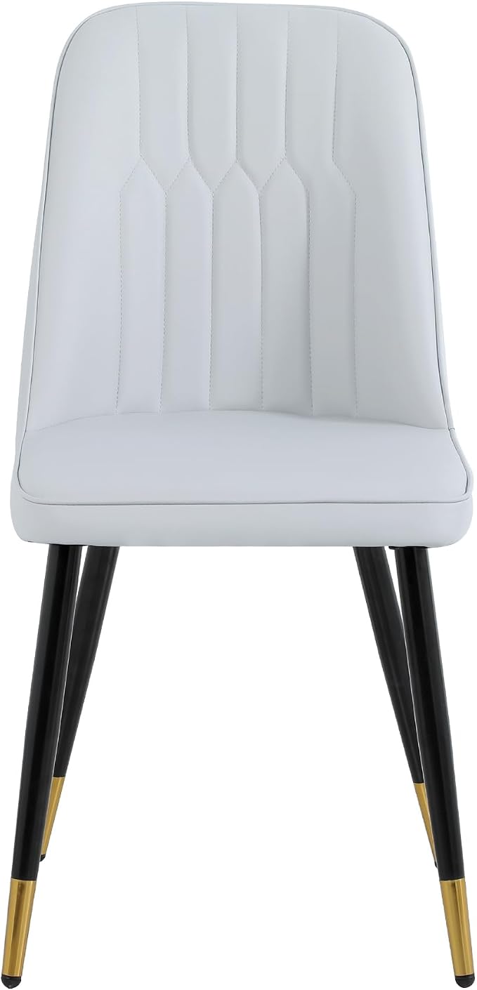 RGZ Mid Century White Round Dining Table Set for 2, 36" Small Wooden Circle Kitchen Table & 2 Light Gray PU Leather Kitchen Chairs, Dinner Table Set for Home, Apartment, Dining Room
