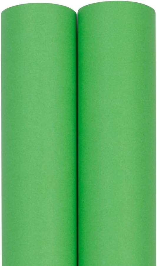 JAM Paper Gift Wrap - Matte Wrapping Paper - 52.6 Sq Ft Total (17 in x 18 Ft Each) - Matte Lime Green - 2 Rolls/Pack