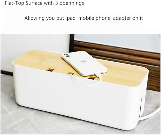 Sourcemall Cable Management Box| Power Stripe Organizer|Cord Organizer Box| Hide and Conceal Power Strips and Electrical Cords from TVs, Computers, and Desks| Keep Pets Safe (White Large)