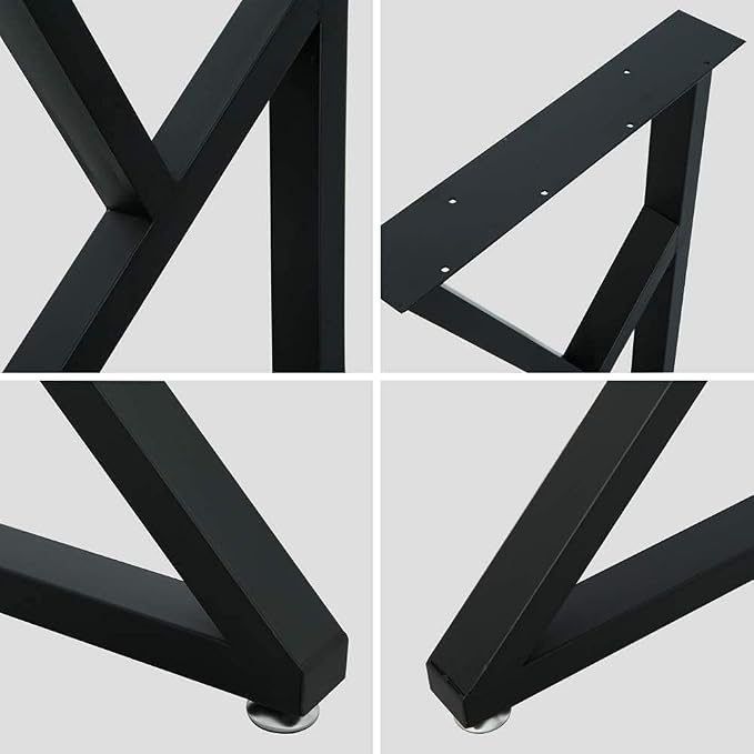 28 Inch Metal Desk Legs, Heavy Duty Dining Table Legs Set of 2, 1000 LBS Load Capacity, Industrial K-Frame Iron Table Legs for DIY Writing Desk, Office Desk, Dining Table, Matte Black