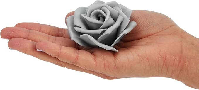 Bright Creations Artificial Flowers Foam Roses - 100-Pack, 3-Inch Grey Polyethylene Flower Heads - Bulk Grey Stemless Roses for DIY Crafts & Centerpieces