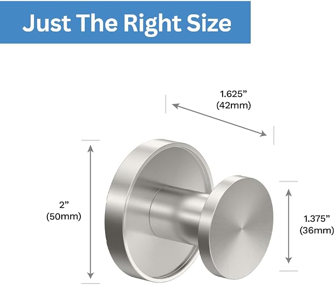 Gatco Bath Towel Hook | Retro–Modern Wall Hook for Robes, Towels, and Clothes | Sky 5565, Satin Nickel