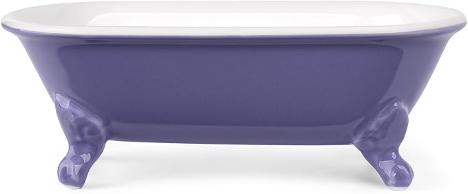6.5" Ceramic Mini Decorative Clawfoot Bathtub Bar Soap Dish, Kitchen Sponge Holder and Shower Tray for Bathroom, 1 Pack(Jubilee)
