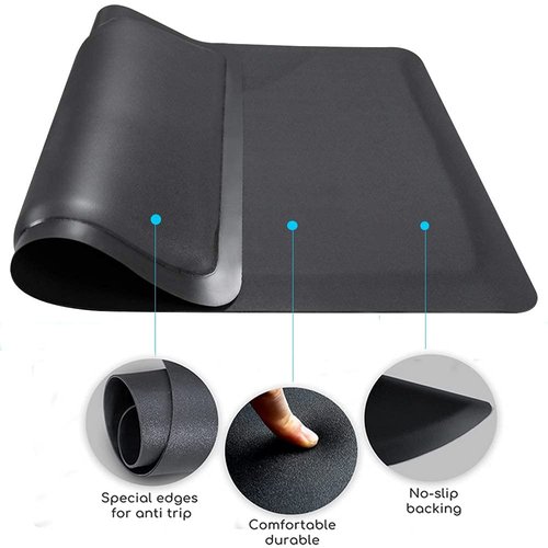 Salon Mat - Anti-Fatigue 3'x5' Black Square Floor Mat for Hair Stylists & Barbers | 1/2" Thick